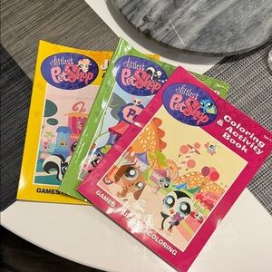 Littlest Pet Shop vintage Coloring & Activity Books - Yellow, Green, Pink